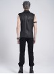 Black Snake-Print Faux Leather Woven Front Loop Webbing Cord Decoration Vest Punk Style Men's Sleeveless Shirt