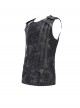 Black Two-Color Knitted Irregular Burnt Raw Edge Vest Shoulders Imitation Leather Woven Straps Decoration Punk Style Men's Sleeveless T-Shirt