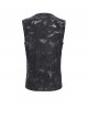 Black Two-Color Knitted Irregular Burnt Raw Edge Vest Shoulders Imitation Leather Woven Straps Decoration Punk Style Men's Sleeveless T-Shirt