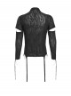 Black Translucent Tree-Pattern Stretch Knit Half-Cut Long Sleeves Drawstrings Decoration Punk Style Men's T-Shirt