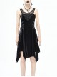 Half-Hollow Collars 3D Beading Side Lace Lace-Up Irregular Sharp-Angled Hem Black Punk Dress