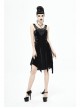 Half-Hollow Collars 3D Beading Side Lace Lace-Up Irregular Sharp-Angled Hem Black Punk Dress