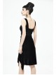 Half-Hollow Collars 3D Beading Side Lace Lace-Up Irregular Sharp-Angled Hem Black Punk Dress