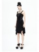 Half-Hollow Collars 3D Beading Side Lace Lace-Up Irregular Sharp-Angled Hem Black Punk Dress
