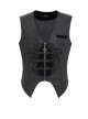 Black Dark Rose Jacquard Front Splicing Velveteen Embroidery Lace Diamonds Decoration Gorgeous Cross Zipper Gothic Style Men's Vest