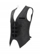 Black Dark Rose Jacquard Front Splicing Velveteen Embroidery Lace Diamonds Decoration Gorgeous Cross Zipper Gothic Style Men's Vest