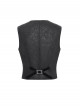 Black Dark Rose Jacquard Front Splicing Velveteen Embroidery Lace Diamonds Decoration Gorgeous Cross Zipper Gothic Style Men's Vest