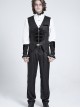 Black Dark Rose Jacquard Front Splicing Velveteen Embroidery Lace Diamonds Decoration Gorgeous Cross Zipper Gothic Style Men's Vest