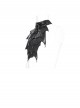 Black Glossy Wild Grain Woven Asymmetrical Bat Wings Shaped Detachable Gemstone Brooch Gothic Style Men's Bow Tie