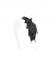 Black Glossy Wild Grain Woven Asymmetrical Bat Wings Shaped Detachable Gemstone Brooch Gothic Style Men's Bow Tie