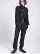 Black Glossy Wild Grain Woven Asymmetrical Bat Wings Shaped Detachable Gemstone Brooch Gothic Style Men's Bow Tie