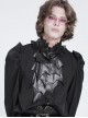 Black Glossy Wild Grain Woven Asymmetrical Bat Wings Shaped Detachable Gemstone Brooch Gothic Style Men's Bow Tie