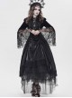 Black Velveteen Bat Wings Shaped Detachable Tassels Stand-Up Collar splicing Flocked Yarn Long Sleeves Swallowtail Gothic Style Coat