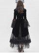 Black Velveteen Bat Wings Shaped Detachable Tassels Stand-Up Collar splicing Flocked Yarn Long Sleeves Swallowtail Gothic Style Coat