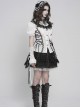 Black White Color-Blocked 3D Textured Embossed Slightly Glossy Chiffon Tulle Ruffled Small Stand Collar Short Puffed Sleeves Gothic Lolita Shirt