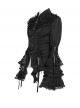 Black Vertical Striped Lapel Chest Overlapping Lace Ruffle Large Bell Sleeves Gothic Style Thin Long Sleeves Shirt