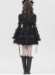 Black Vertical Striped Lapel Chest Overlapping Lace Ruffle Large Bell Sleeves Gothic Style Thin Long Sleeves Shirt