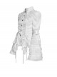 White Vertical Striped Lapel Chest Overlapping Lace Ruffle Large Bell Sleeves Gothic Style Thin Long Sleeves Shirt