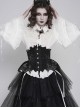 White Vertical Striped Lapel Chest Overlapping Lace Ruffle Large Bell Sleeves Gothic Style Thin Long Sleeves Shirt