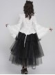 White Vertical Striped Lapel Chest Overlapping Lace Ruffle Large Bell Sleeves Gothic Style Thin Long Sleeves Shirt