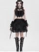 Black Heart-Shaped Velveteen Splicing Mesh Lace Decoration Sides Drawstrings Cute Gothic Style Super Short Tank Top