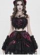 Black Red Heart-Shaped Velveteen Splicing Mesh Lace Decoration Sides Drawstrings Cute Gothic Style Super Short Tank Top
