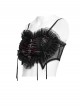 Black Red Heart-Shaped Velveteen Splicing Mesh Lace Decoration Sides Drawstrings Cute Gothic Style Super Short Tank Top