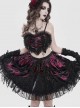 Black Red Heart-Shaped Velveteen Splicing Mesh Lace Decoration Sides Drawstrings Cute Gothic Style Super Short Tank Top