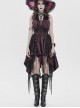 Black Red Butterfly Print Crease Woven Hanging Chains Halter-Neck Backless Mesh Decoration Irregular Hem Gothic Style Dress