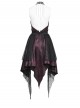 Black Red Butterfly Print Crease Woven Hanging Chains Halter-Neck Backless Mesh Decoration Irregular Hem Gothic Style Dress