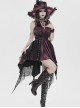 Black Red Butterfly Print Crease Woven Hanging Chains Halter-Neck Backless Mesh Decoration Irregular Hem Gothic Style Dress