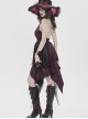 Black Red Butterfly Print Crease Woven Hanging Chains Halter-Neck Backless Mesh Decoration Irregular Hem Gothic Style Dress