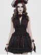 Burgundy Satin Covered With Black Chiffon Eyelash Lace Shoulder V-Neck Waist Jacquard Backless Short Gothic Style Sleeveless T-Shirt