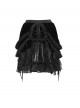 Black Weft Velveteen Splicing Velvet Heart-Shaped Decoration Sides Woven Ribbons Ruffled Hem Gothic Short Skirt