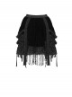 Black Weft Velveteen Splicing Velvet Heart-Shaped Decoration Sides Woven Ribbons Ruffled Hem Gothic Short Skirt