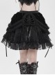 Black Weft Velveteen Splicing Velvet Heart-Shaped Decoration Sides Woven Ribbons Ruffled Hem Gothic Short Skirt
