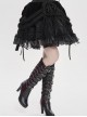 Black Weft Velveteen Splicing Velvet Heart-Shaped Decoration Sides Woven Ribbons Ruffled Hem Gothic Short Skirt