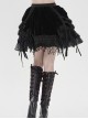 Black Weft Velveteen Splicing Velvet Heart-Shaped Decoration Sides Woven Ribbons Ruffled Hem Gothic Short Skirt