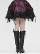 Black Red Weft Velveteen Splicing Velvet Heart-Shaped Decoration Ruffled Hem Sides Woven Ribbons Gothic Short Skirt