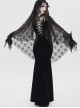 Black Velvet Sides Waist-Cinching Adjustable Drawstring Halter Deep V-Neck Backless Gothic Style Slip Long Fishtail Dress