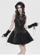 Black Dark Pattern Rose Jacquard Deep V Halter-Neck Spider Metal Decorations Backless Gothic Lolita Style Dress