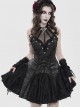 Black Dark Pattern Rose Jacquard Deep V Halter-Neck Spider Metal Decorations Backless Gothic Lolita Style Dress