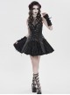 Black Dark Pattern Rose Jacquard Deep V Halter-Neck Spider Metal Decorations Backless Gothic Lolita Style Dress
