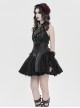 Black Dark Pattern Rose Jacquard Deep V Halter-Neck Spider Metal Decorations Backless Gothic Lolita Style Dress