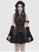 Black Red Dark Pattern Jacquard Deep V Halter-Neck Spider Metal Decorations Backless Gothic Lolita Style Dress