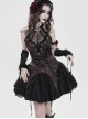 Black Red Dark Pattern Jacquard Deep V Halter-Neck Spider Metal Decorations Backless Gothic Lolita Style Dress