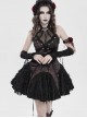 Black Red Dark Pattern Jacquard Deep V Halter-Neck Spider Metal Decorations Backless Gothic Lolita Style Dress