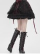 Black Sequins Checkered Mesh Patchwork Red Lining Color Blocking Waist Lace-Up Gothic Style Lolita Mini Skirt