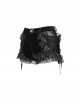 Black Velvet Splicing Rose Mesh 3D Flower Decorations Back Lace Trim Heart-Shaped Design Gothic Style Super Short Shorts