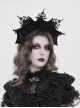 Black Velveteen Bat-Wings Shaped Halo Metal Carving Pieces Rhinestone Chains 3D Rose Decoration Queen Gothic Style Crown Headband